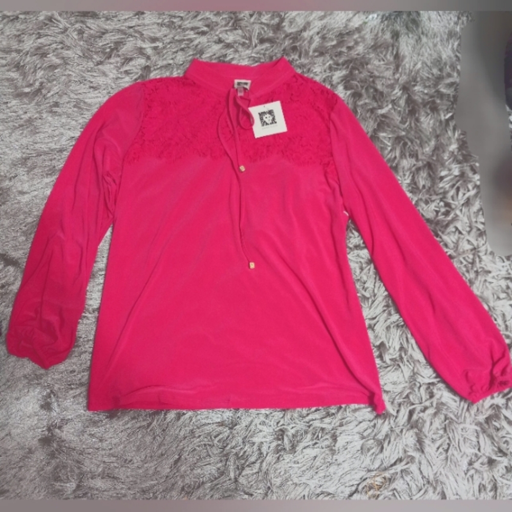 Anne Klein Pink Peacock Blouse (L)